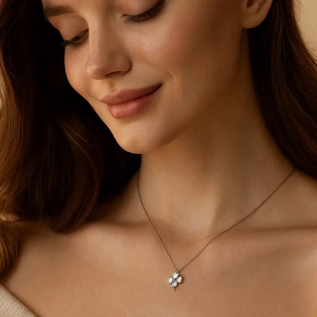 Clover Necklace – 925 Silver Minimal Pendant for Women