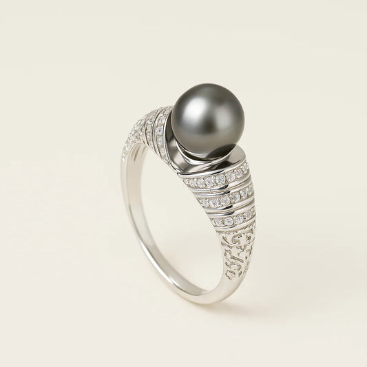 Silver 925 Ring With Black Pearl