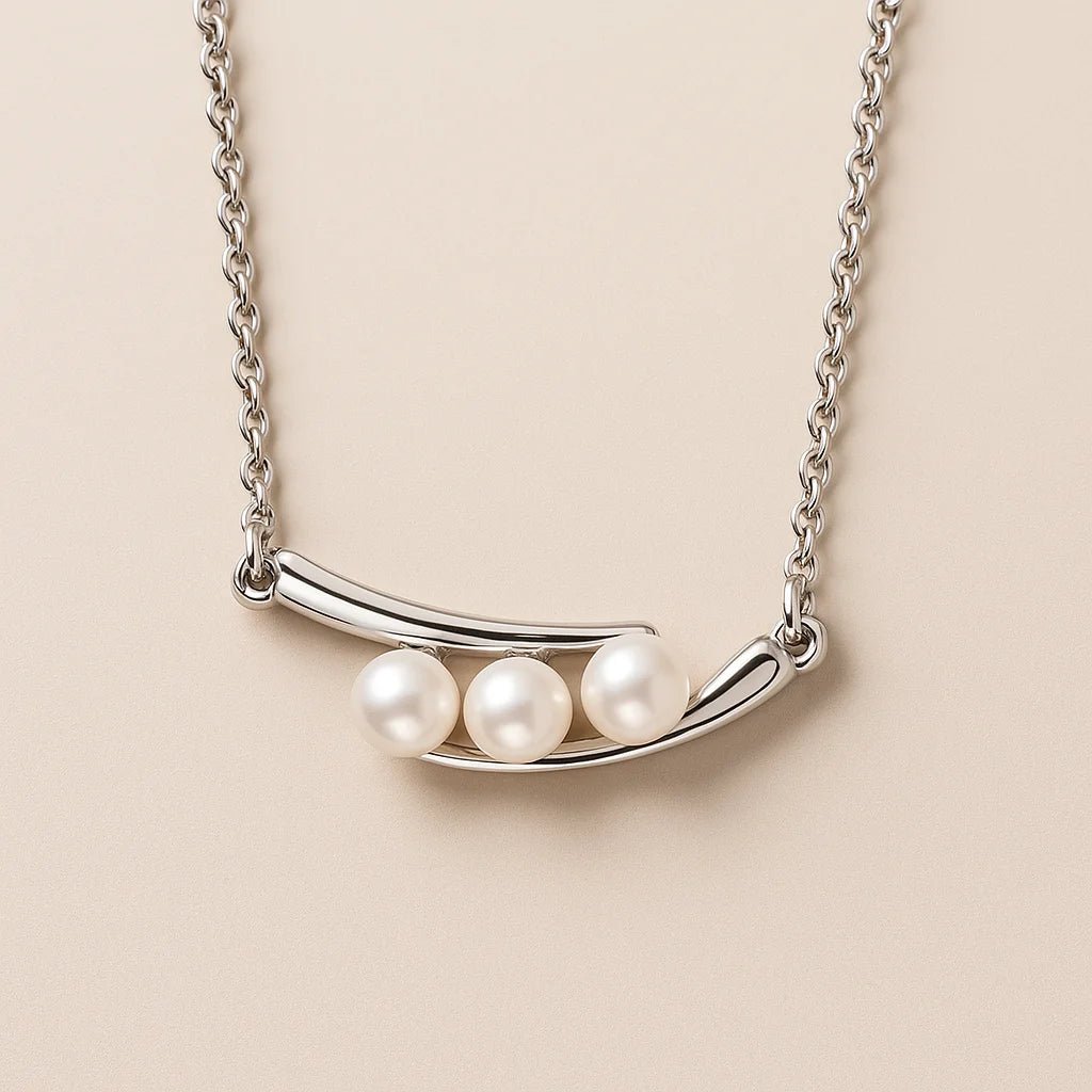 925 Silver Peapod Necklace with Freshwater Pearl - Alymwndw