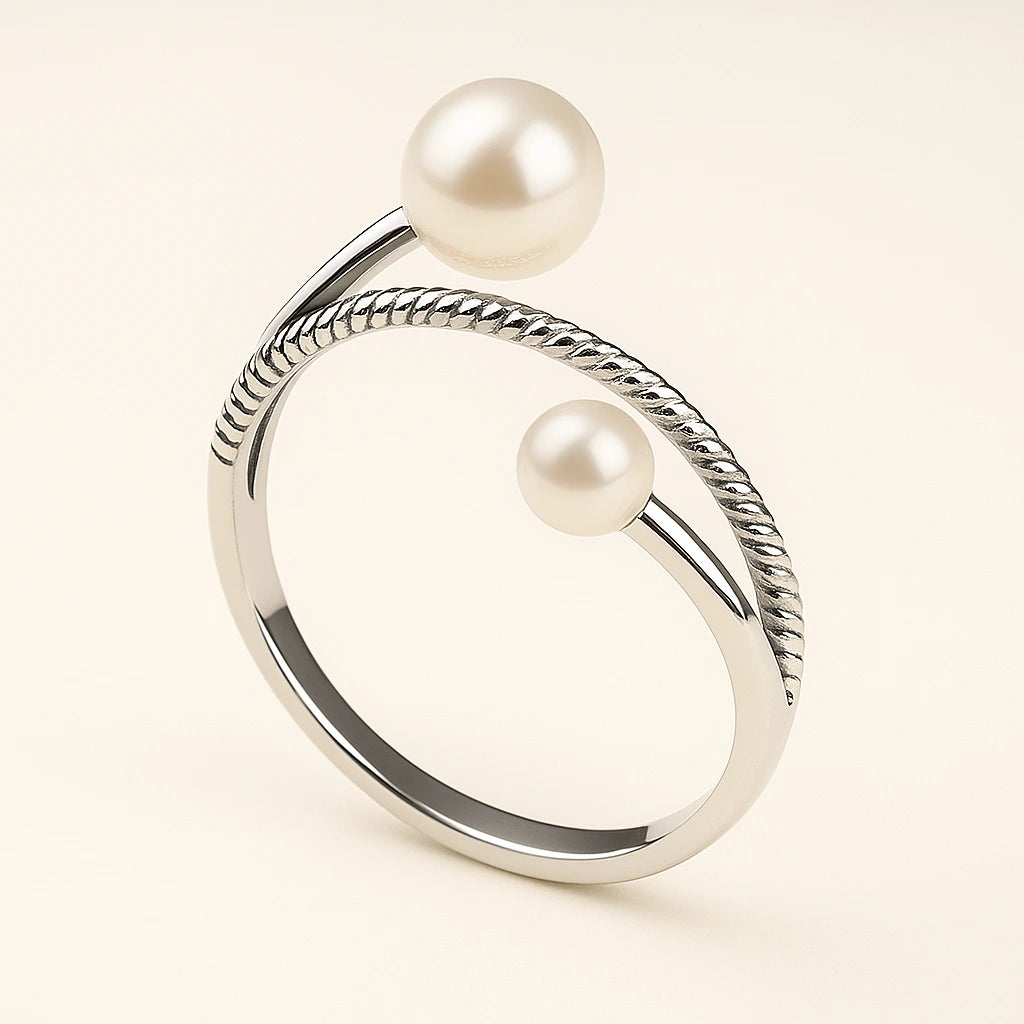 Adjustable-925-silver-ring-with-two-freshwater-pearls