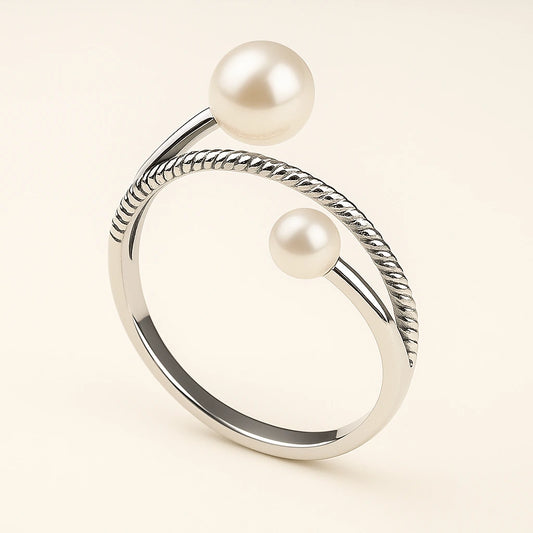 Adjustable-925-silver-ring-with-two-freshwater-pearls