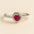 A 925 sterling silver ring with a central heart-shaped cubic zirconia stone (clear or red) and a sparkling pavé halo and band.