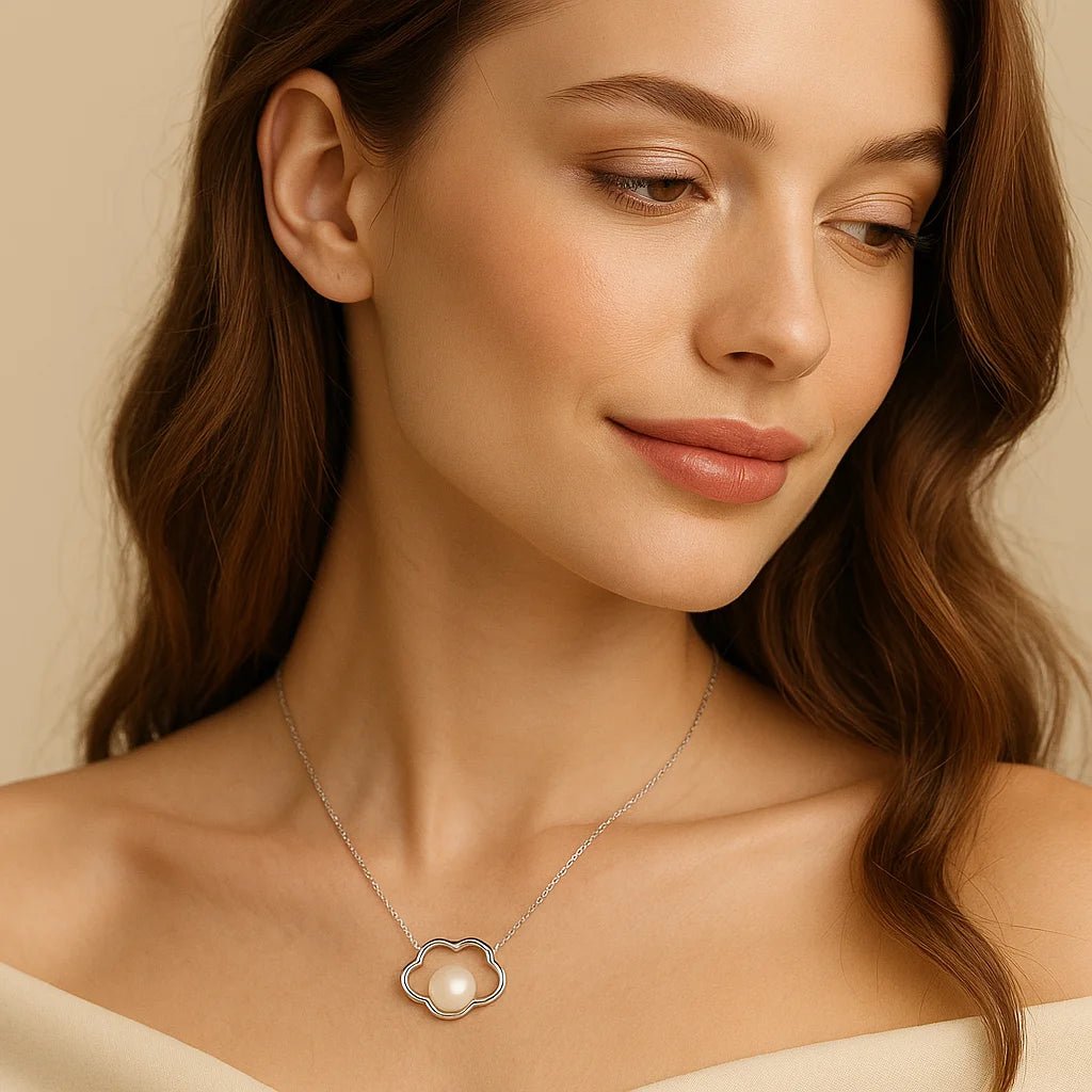 Cloud Whisper – Freshwater Pearl Necklace in 925 Silver - Alymwndw