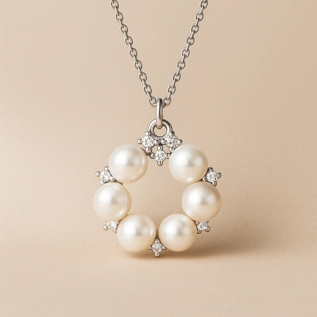 Elegant 925 Silver Necklace with Freshwater Pearls – Vintage - Inspired Charm - Alymwndw